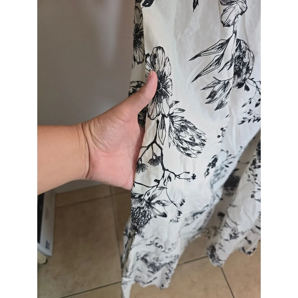 Anko Floral Cotton Midi Dress Size 18 Black White resortwear vacation lagenlook